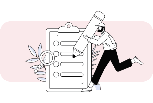 Person filling survey form with pencil